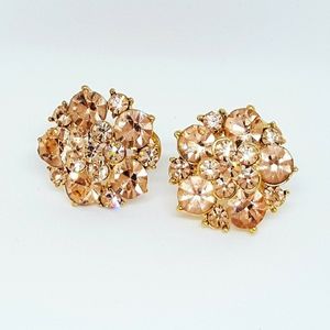 Antique Rose Gold & Clear Czech Earrings